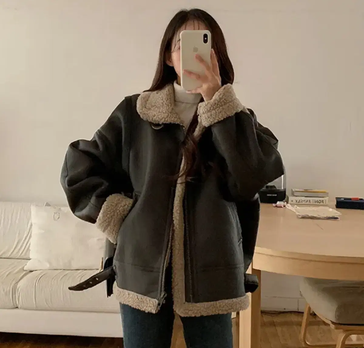 쇼퍼랜드 어쿠스틱 양털 무스탕 자켓