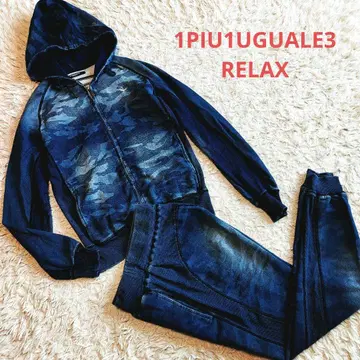 1PIU1UGUALE3 RELAX 셋업 후드티 데님 카모플라주
