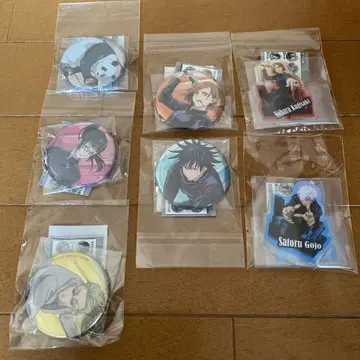 주술회전 캔뱃지 5개 세트, 아크릴 스탠드 2개