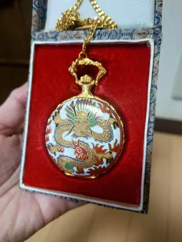 드래곤 디자인 회중시계 스켈레톤 중국 칠보 세공 용