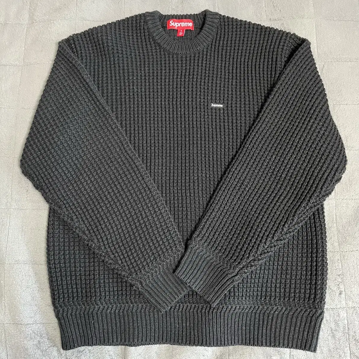 [S] 슈프림 24FW 와플 스몰박스 니트 블랙