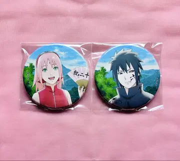 NARUTO BORUTO 20주년 캔뱃지 사스케 사쿠라 네오윙