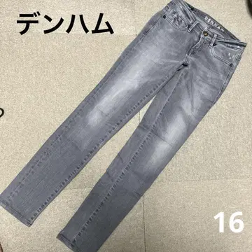 덴함 DENHAM 그레이 스키니 데님 백 포켓 자수