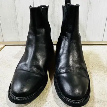 투모로우랜드 블랙 가죽 사이드 고어 부츠