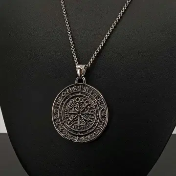 빈티지 실버 바이킹 각인 목걸이 펜던트