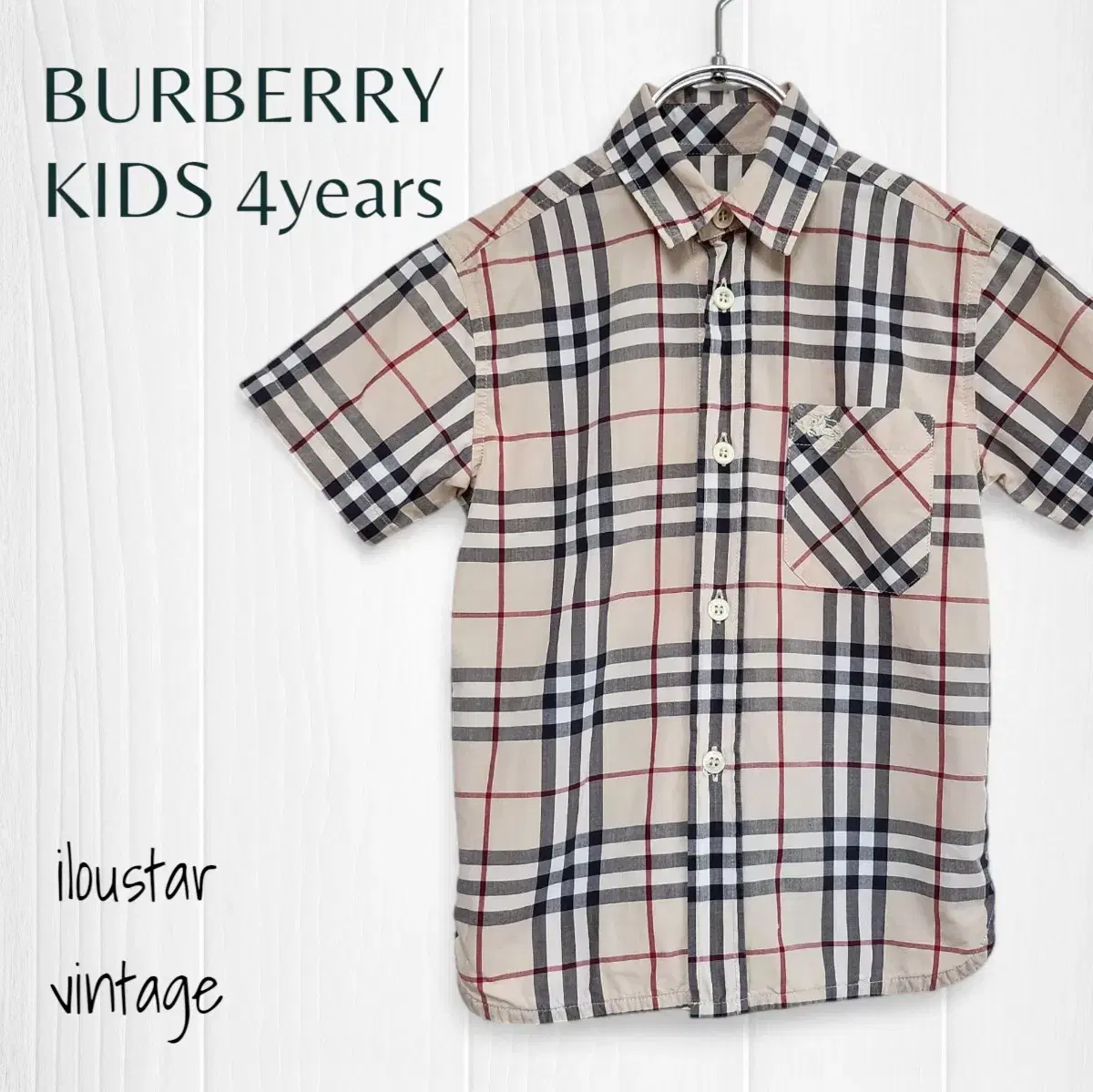 Burberry Kids' Shirt Check Shirt Nova Check Short Sleeve Children's Size 4 104cm