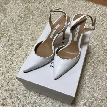 화이트 스틸레토 펌프스 하이힐 핑힐 뮬 깔끔한 스타일