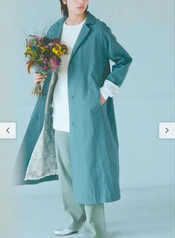FELISSIMO 리브 인 컴포트 마 혼방 뉘앙스 블루 코트 MT