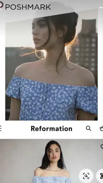 Reformation 크롭 상의 미니 꽃무늬 비치 페스티벌 여행