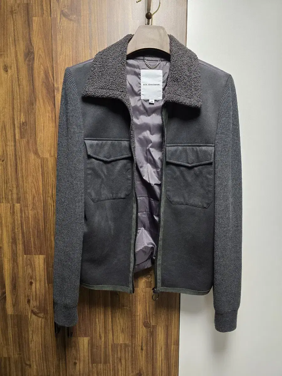 Solid Homme Suede Leather Padded Jacket