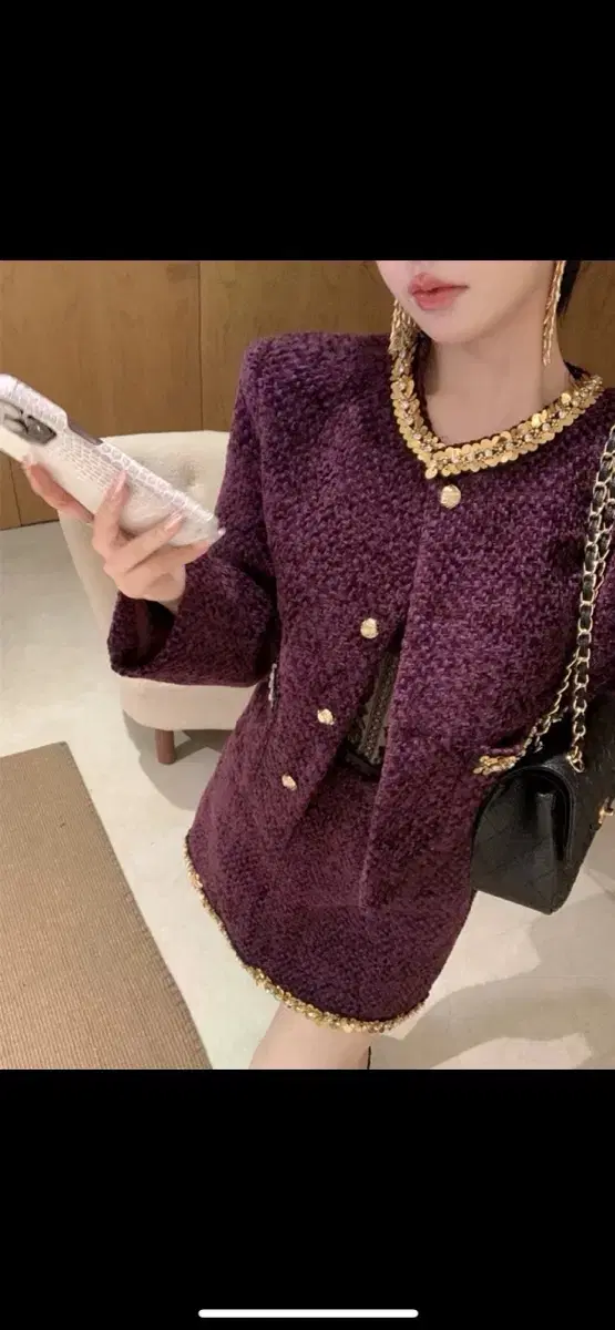 ( 장원영 착용디자인 ) 수입 퍼플 컬러 셋업