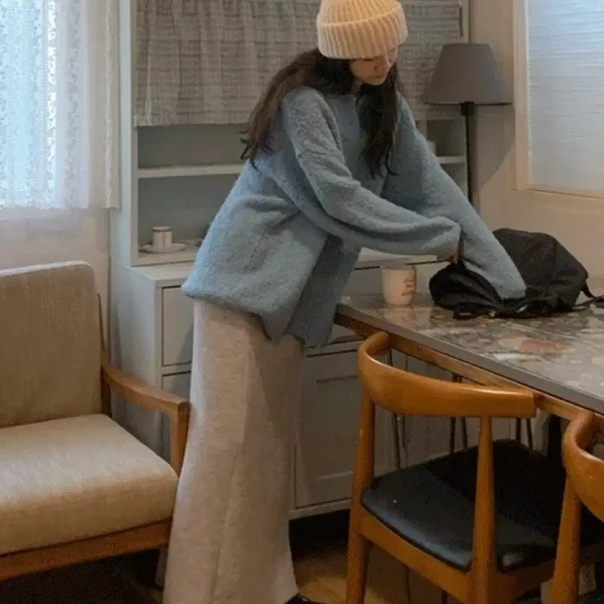 MARCHENBREEZE Product / Eve Ribbed Knit Skirt (Gray)