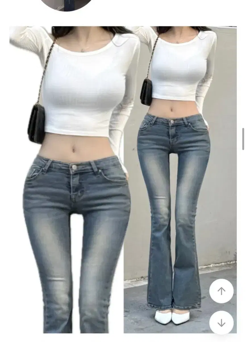 에이블리 골반뽕 반 하이 로우라이즈 부츠컷 데님 팬츠