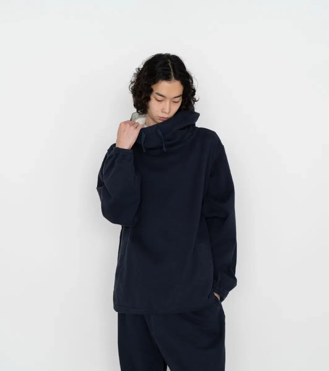 Nayeon Cotton Wool Twill Hooded Pullover Parka Navy [M]