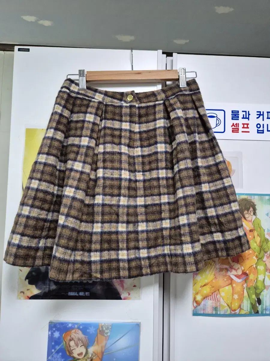 빈티지 퍼 미디 체크 플리츠 스커트 (38) 일본 빈티지룩 아메카지