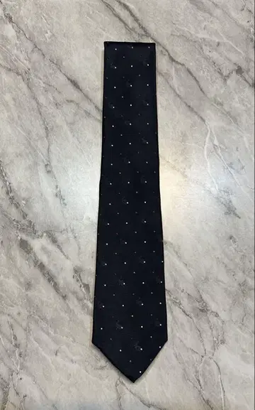 폴 스미스 멀티 도트 토끼 자수 실크 넥타이 네이비 일본제