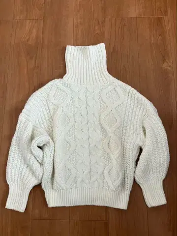 hagumu 여성용 화이트 니트 스웨터 터틀넥 사이즈 F