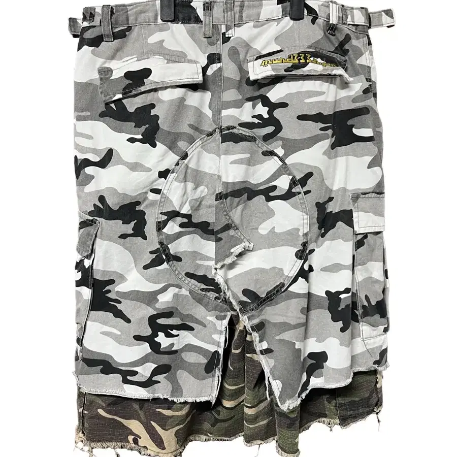 3] Project gr x MFM333. Layered skirt camo cargo shorts
