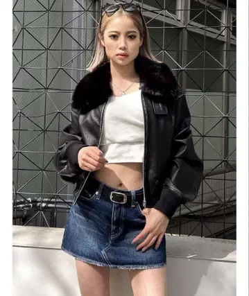 GYDA 인조 가죽 숏 블루종