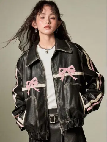 DIDDI MODA 리본 가죽 자켓 M사이즈 발레 코어 y2k