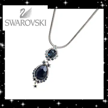 B351 스와로브스키 컬러 스톤 목걸이 실버 블루