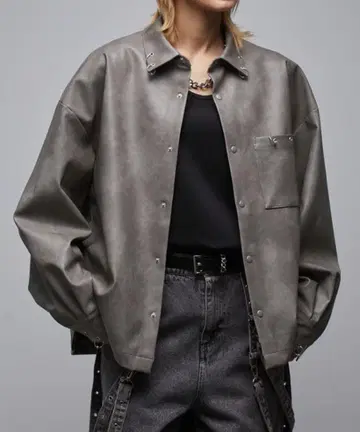 루즈 링 귀걸이 가죽 셔츠 자켓 새상품급