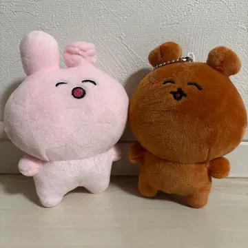 P 마루님. 소프트 내추럴 토끼 곰돌이 스트랩이 달린 봉제 인형 세트.