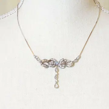 도쿄 디즈니 리조트 미키 모티브 실버 목걸이 크리스탈 장식
