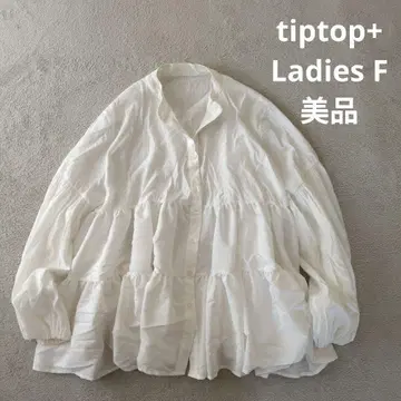 팁탑 벌룬 슬리브 티어드 레이온 티셔츠 순백