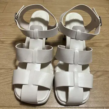 화이트 스트랩 여성용 샌들 24~24.5cm