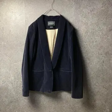h761 테일러드 자켓 L 짙은 보라색 벨벳 벨로아 버튼 빅 루즈핏