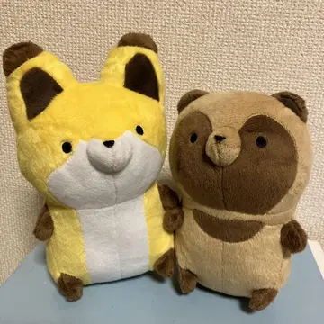 너구리와 여우 봉제 인형 세트 콩콩 뽀롱뽀롱