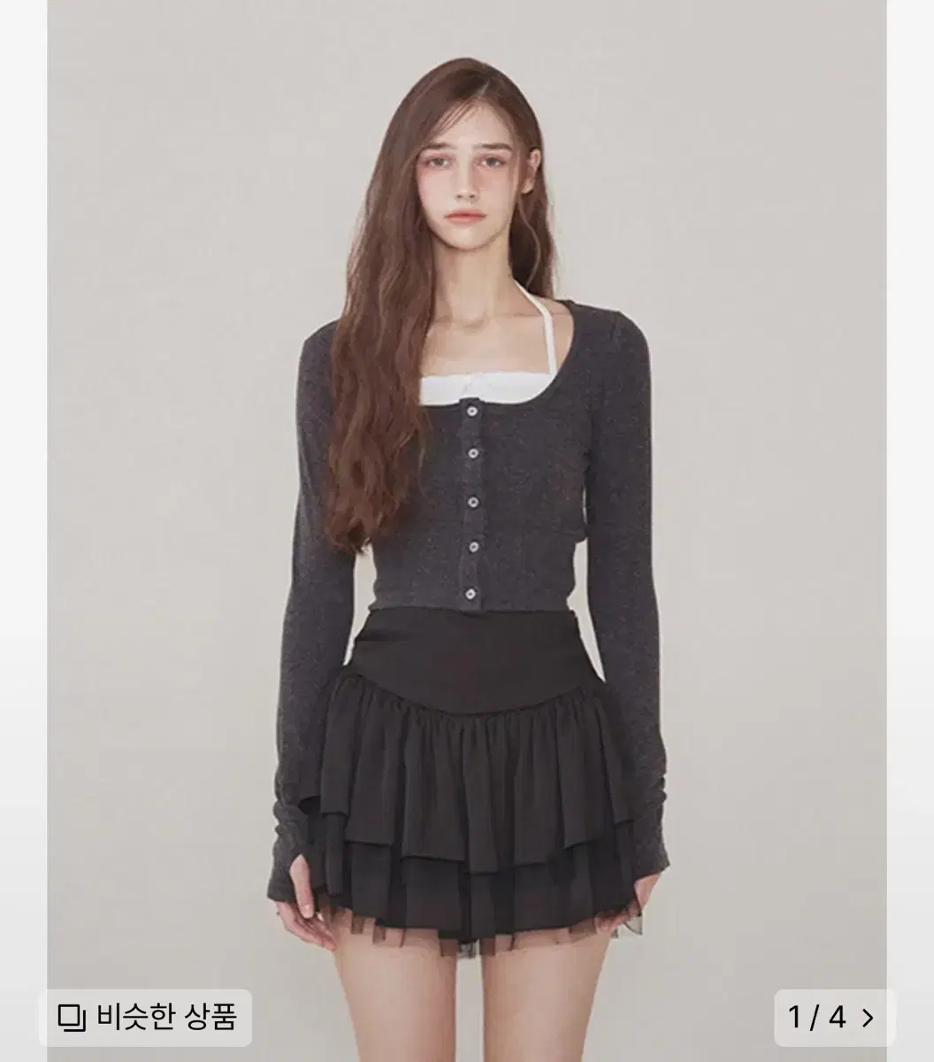 낫유어로즈 루나 가디건 세트 차콜