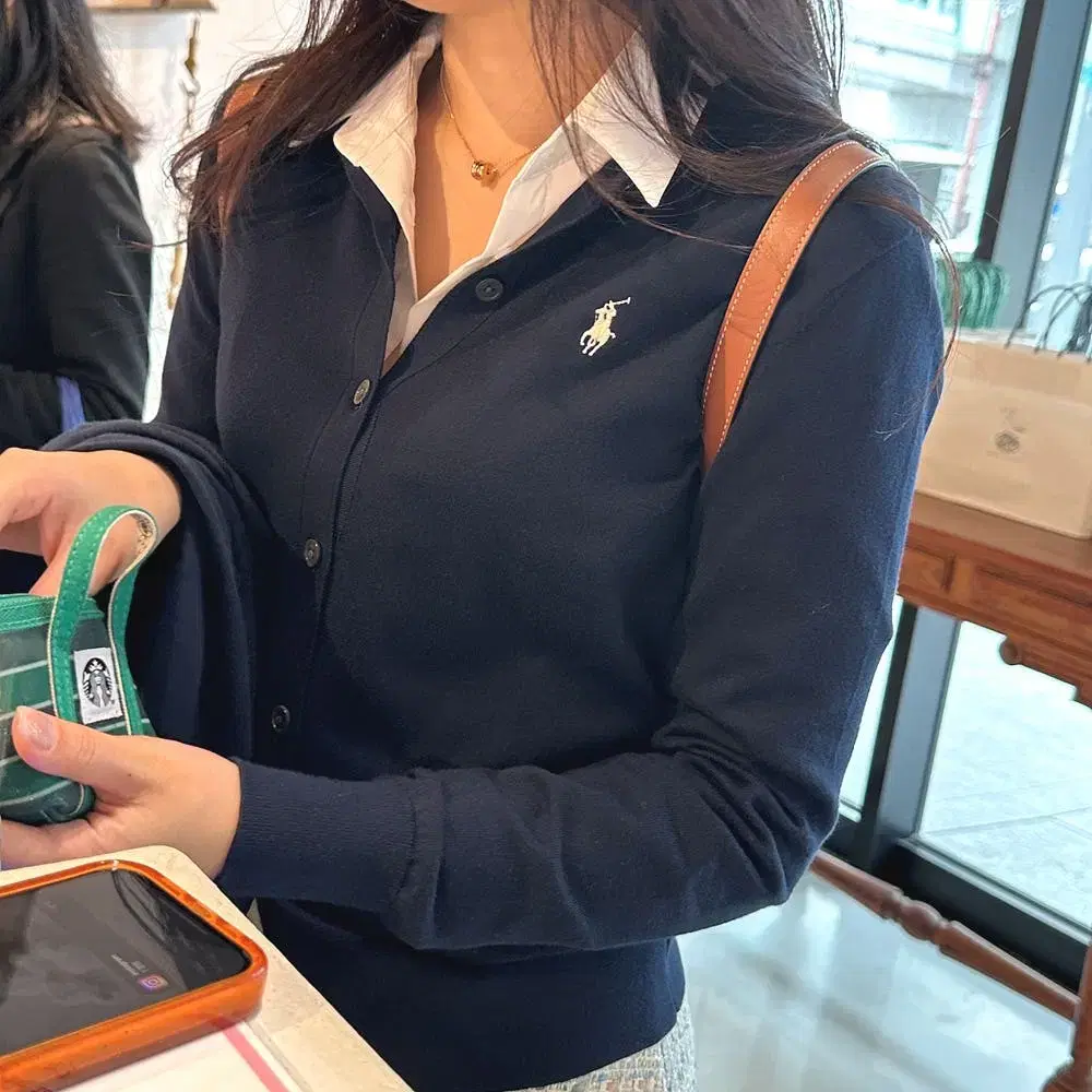 [QR/백회점 정품]폴로 여성 피마코튼 가디건