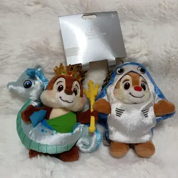 상하이 디즈니 칩 봉제 인형 키체인 가오리 만타 해마