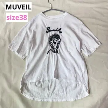 MUVEIL  스마일 자수 티셔츠 화이트 사이즈 38