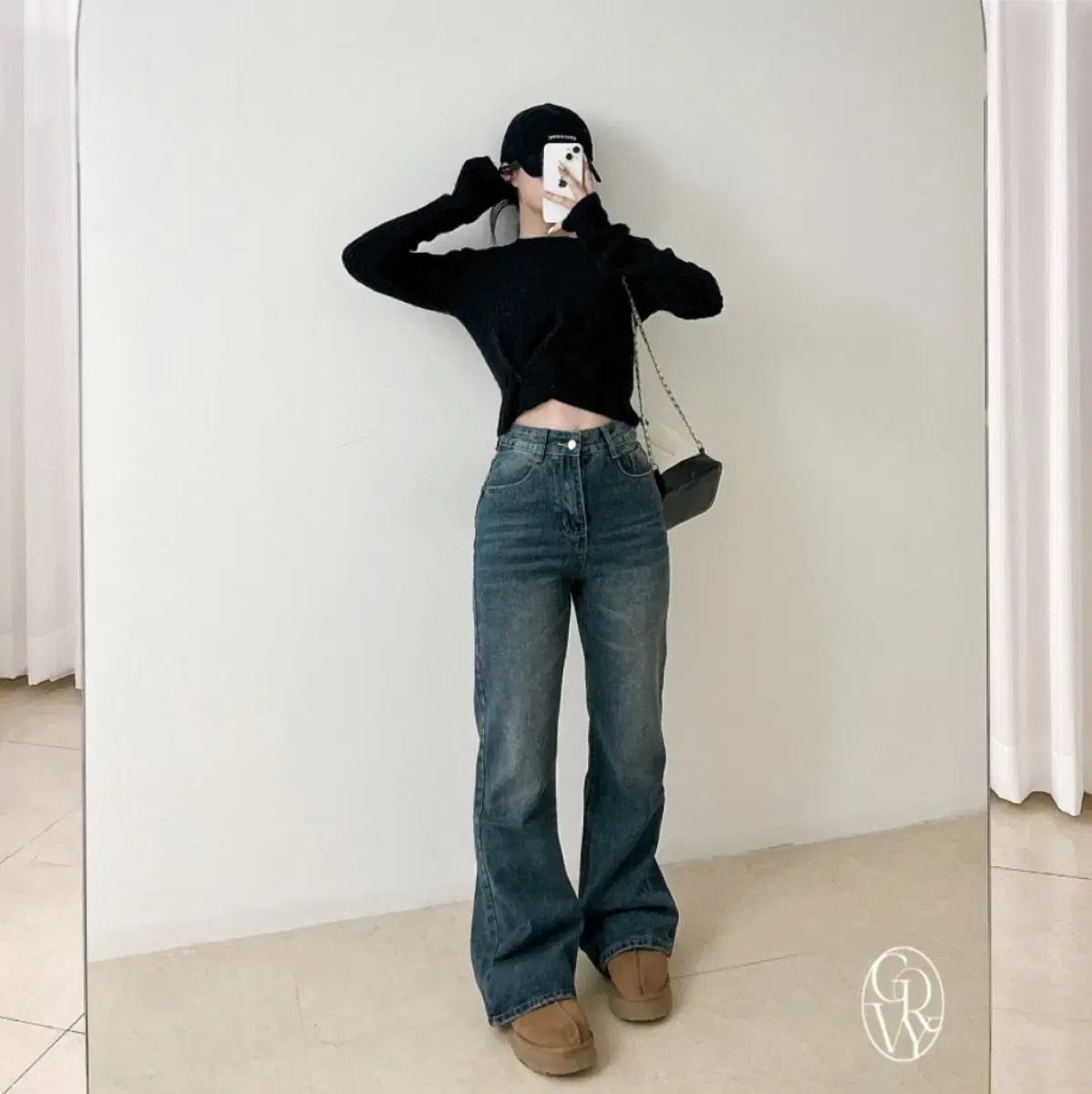 (새) 세미와이드 워싱 일자 청바지(M)