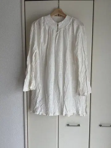 Vlas Blomme 화이트 긴팔 원피스 버튼