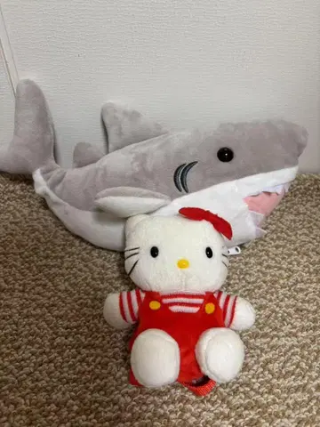 상어 필통 봉제 인형과 헬로키티 봉제 인형 세트