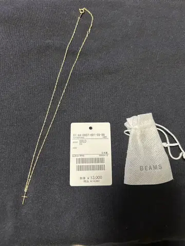 BEAMS/K10 골드 크로스 목걸이
