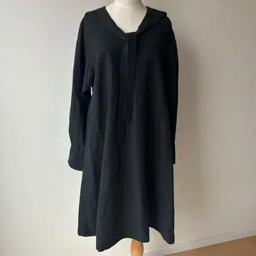 엘렌딕 세일러 A라인 원피스 블랙 리넨 코튼 02(M)