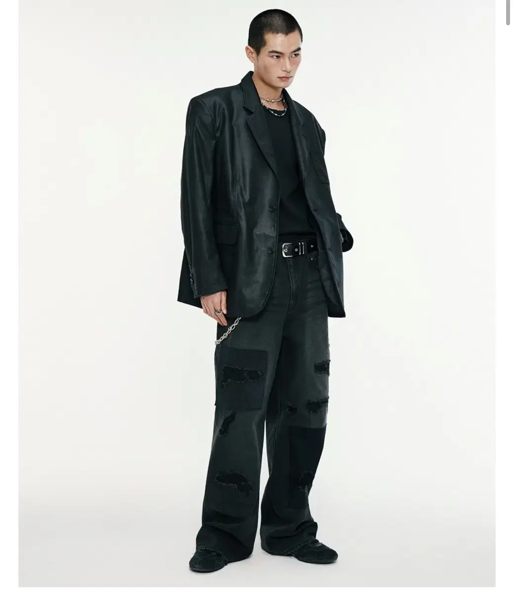 Allen Ren Leather Blazer Black 2 sizes