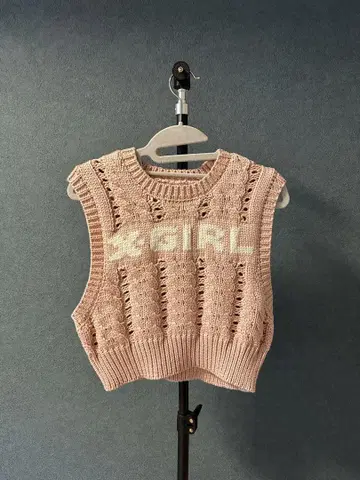 xgirl 니트 베스트 봄색 핑크