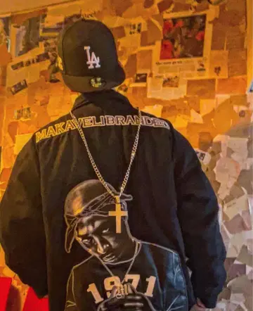 2pac makaveli 가죽 블루종 자켓