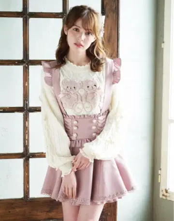 LIZLISA 레이스업 서스펜더 부착 치마바지