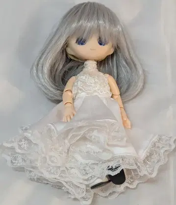 파라박스 이슬이(히카리) 헤드+11cm 바디 실버 롱 헤어 웨딩 드레스