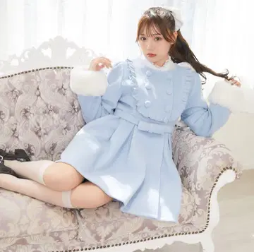 ROJITA 푸리 콜라보 메이드풍 도리 코트 블루 프리 사이즈
