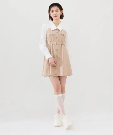 REDYAZEL 레이어드 디자인 미니 셔츠 원피스