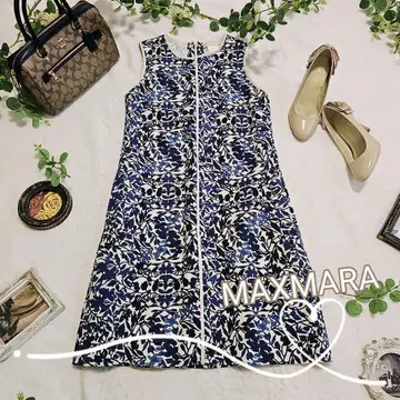 Max Mara 코튼 시원한 리프 플라워 원피스 36