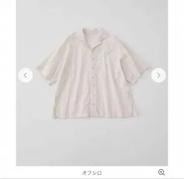 nest Robe 코튼 컷워크 레이스 오픈 카라 셔츠 오프화이트